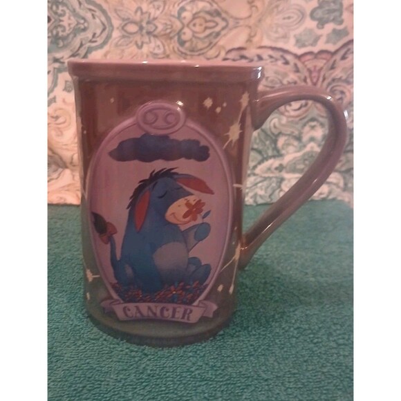 Disney Store Eeyore Astrology Zodiac Sign Cancer Ceramic Coffee Mug Purple - Picture 1 of 7